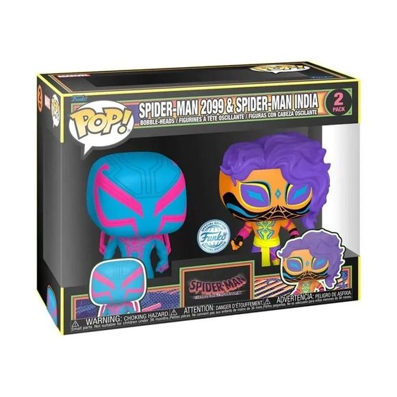 Funko Pop! Vinyl: Marvel - Spider-Man 2099 & Spider-Man India (Black Light) 2pk - Picture 1 of 4